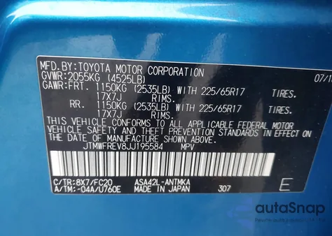 2018 Toyota Rav4 Xle from USA, damaged, VIN JTMWFREV8JJ195584